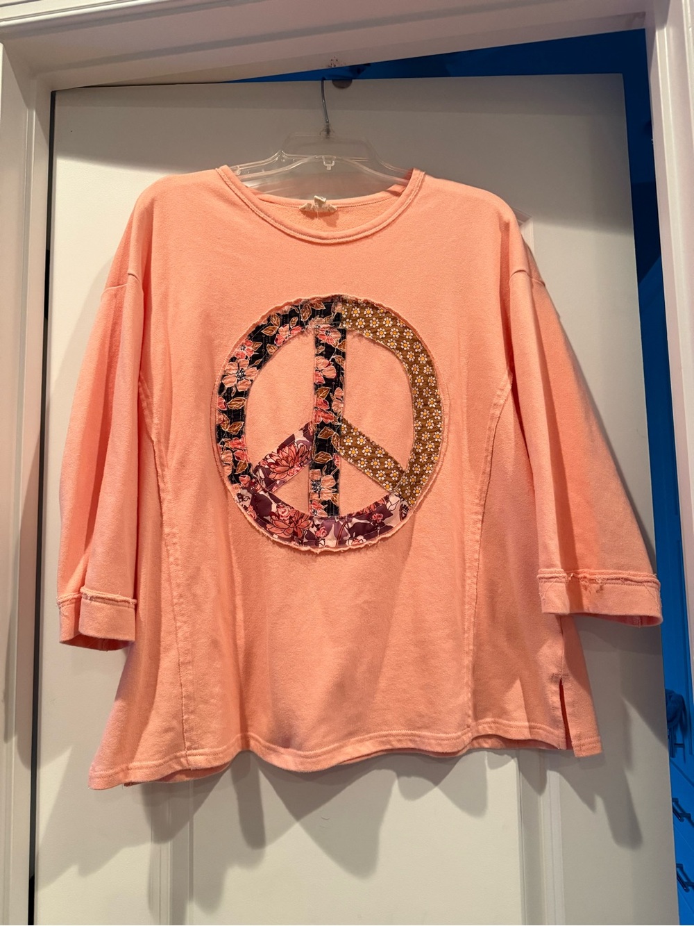 Women's Peach Peace Applique Pullover Top